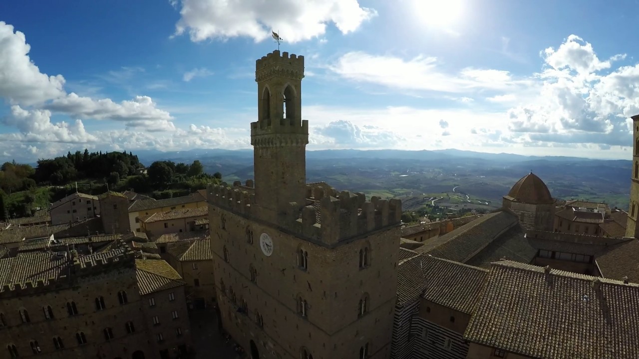 Volterra, Italy - Flight over the city and its surroundings