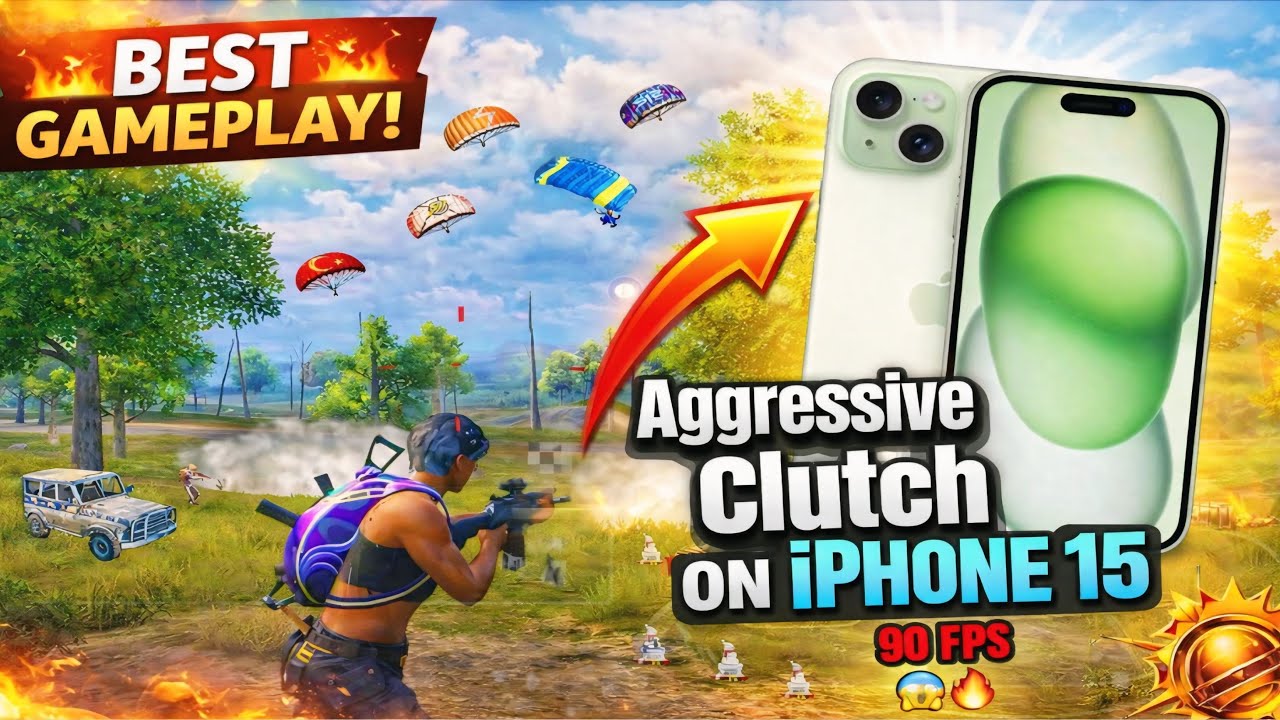 Aggressive Clutch 🔱 On iPhone 15 ☠️ 90 FPS ❤️ Faster Kills 💥Best Gamplay ♻️