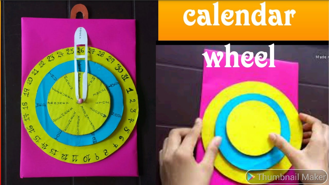 PAPER CALENDAR WHEEL.DAY, DATE, MONTH, set. SO EASY TO MAKE.