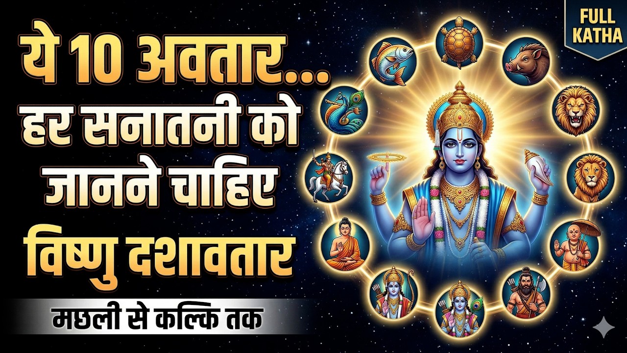 ये 10 अवतार… हर सनातनी को जानने चाहिए | विष्णु दशावतार कथा | मछली से कल्कि तक #bhakti #swarkathaa