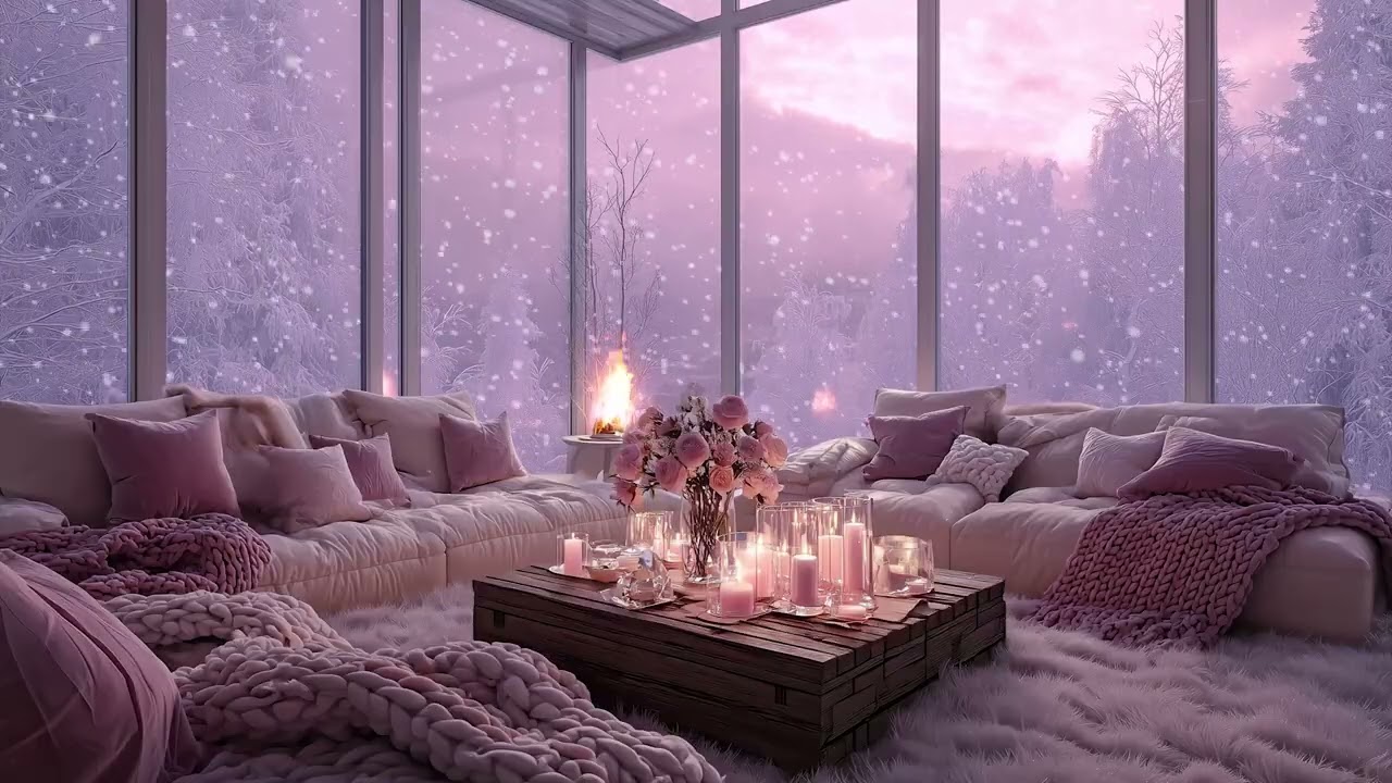 Calm Winter Piano Blended with Soft Glow for Moody Relaxation and Deep Sleep Bliss
