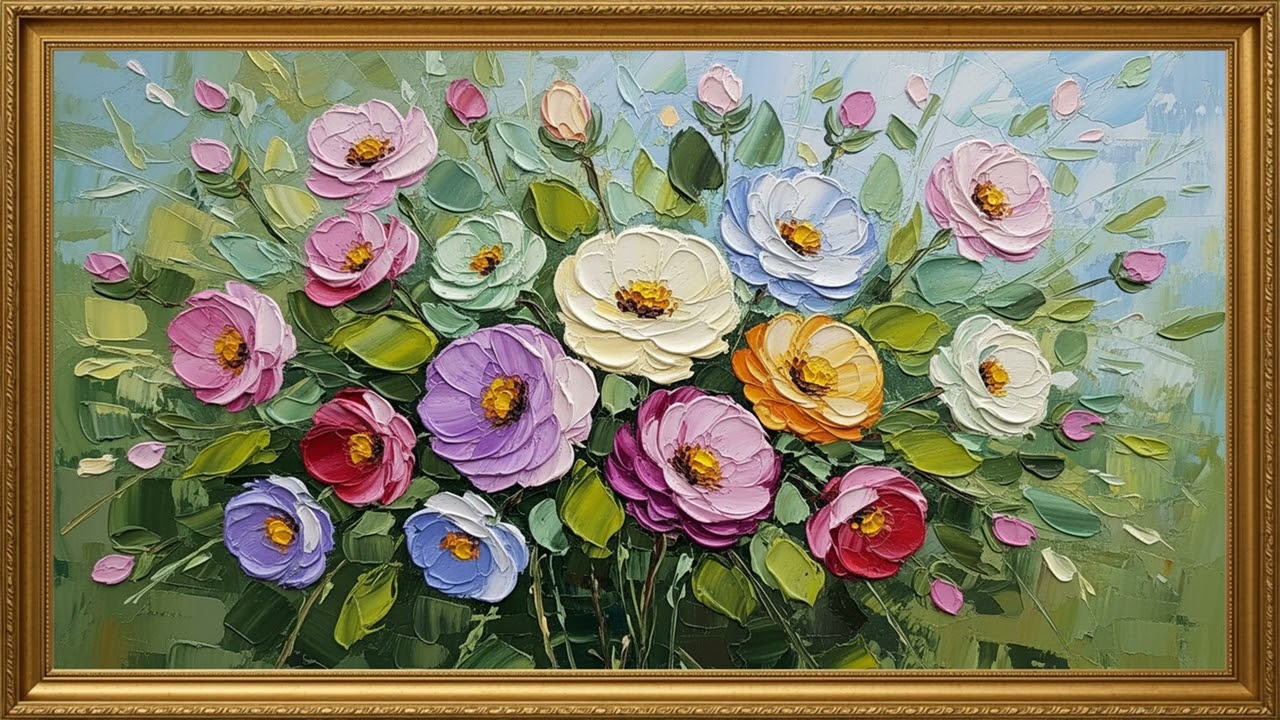 Soft Pastel Flower Canvas 🌼 Relaxing Decorative TV Art