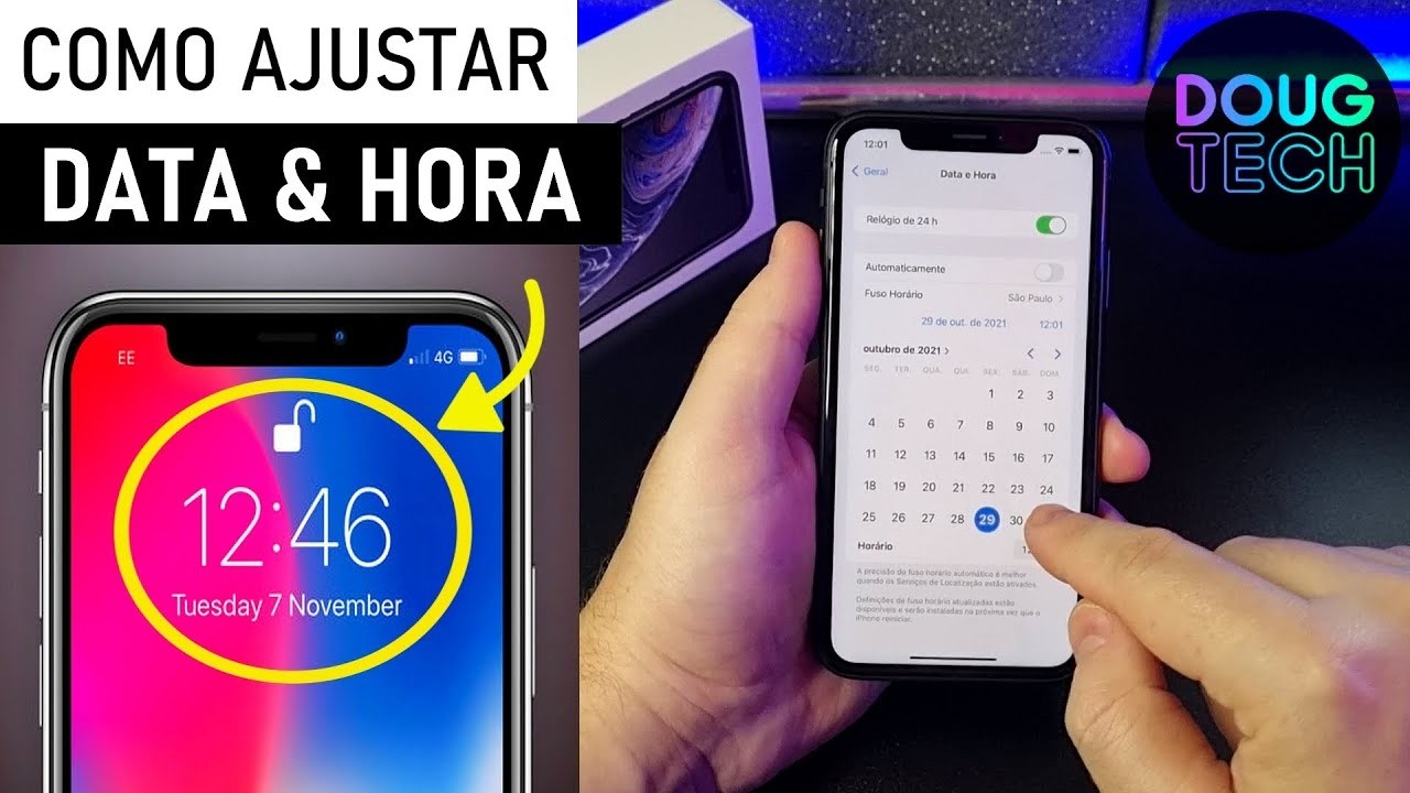 Como Ajustar a DATA/HORA Manualmente no iPhone