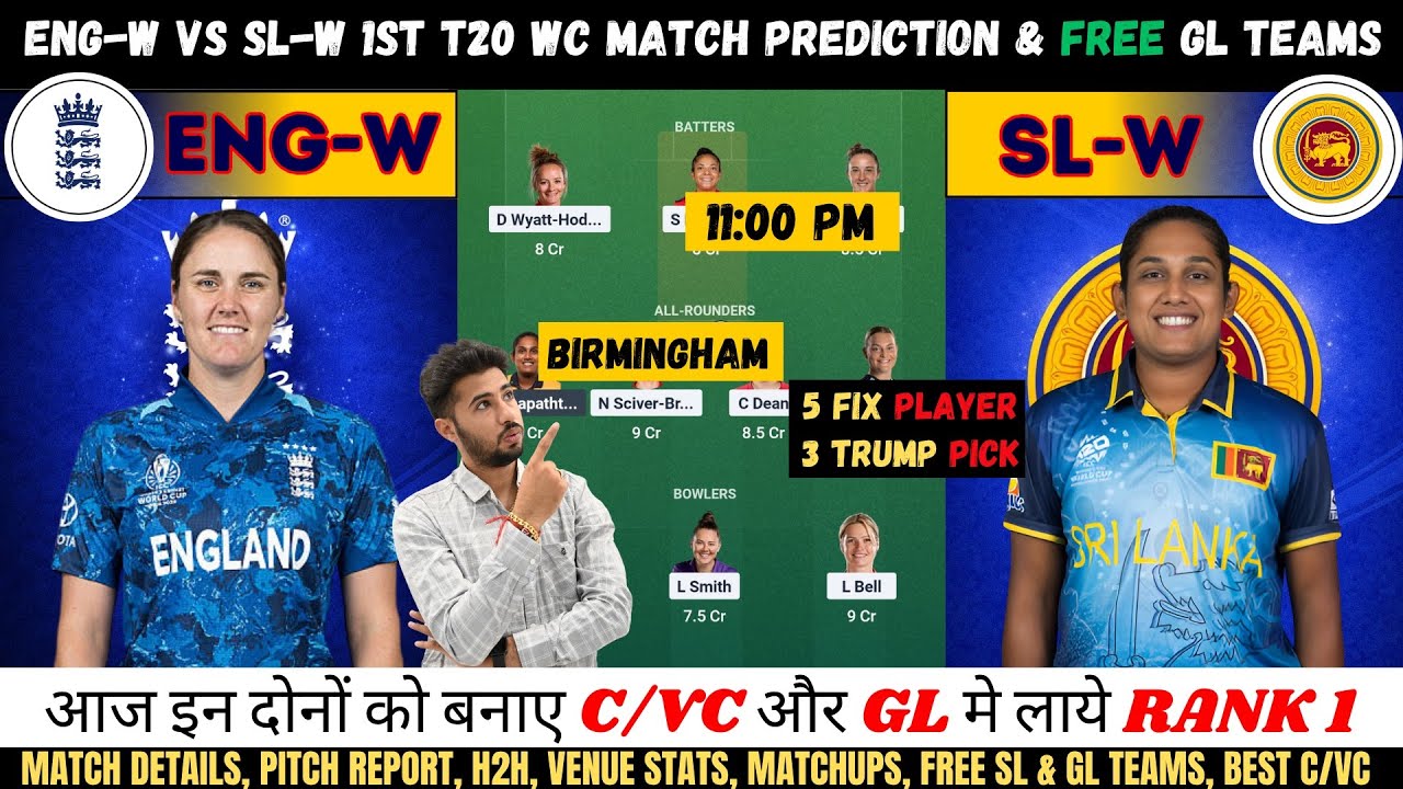 ENG-w vs SL-w Dream11 Predictions, England Women vs Sri Lanka Women 1st T20I Analysis & Dream11 Team