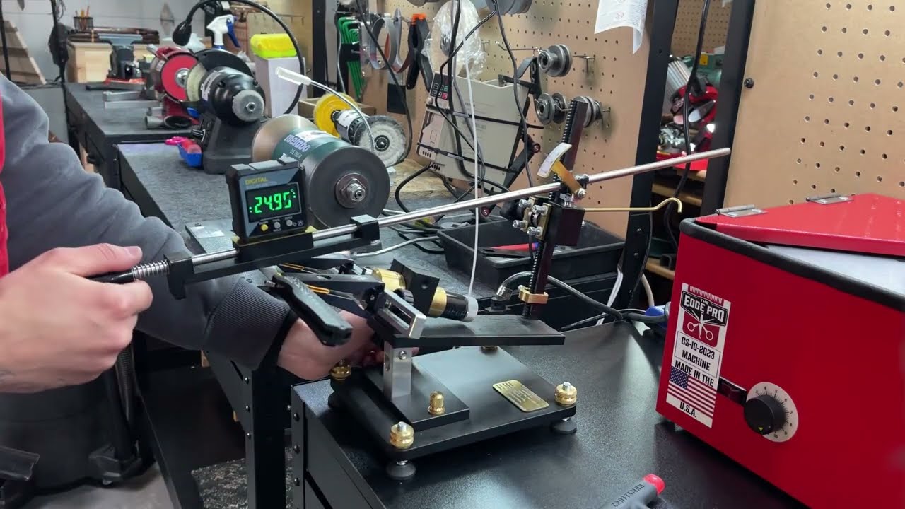 The unique Kazak pro sharpener option + place for reset digital protractor / inclinometer 