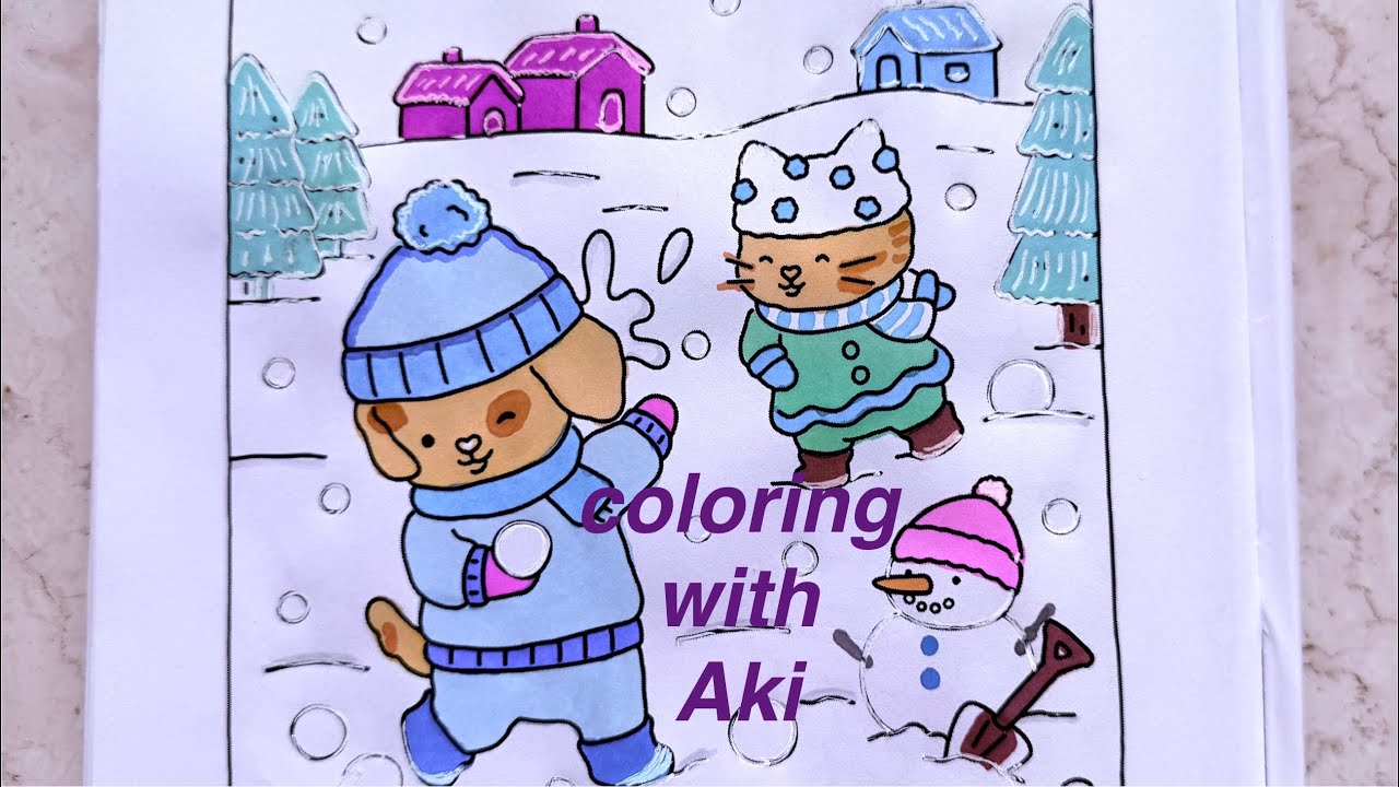 Relaxing Coloring ASMR ❄️🖍️ A Peaceful Snowy Day Marker Coloring