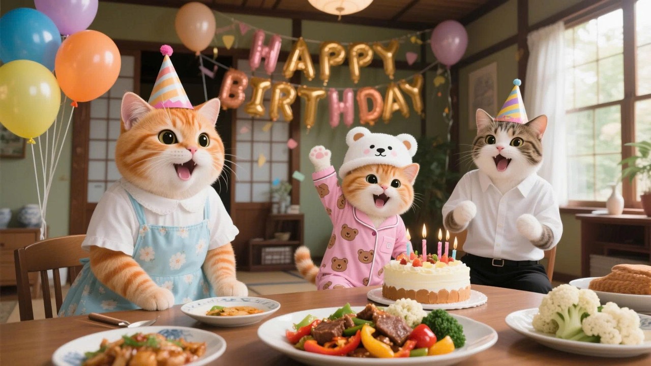 Mama Cat & Ginger Kitten Celebrate Birthday with Papa Cat 🎂🐾 | Funny Cat Videos