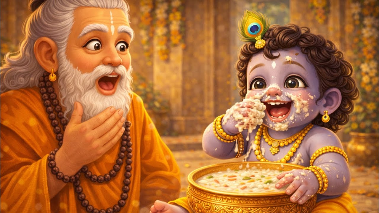 ठाकुर जी खा गए गर्गाचार्या जी की खीर 😂🤣🤣😂 !! ठाकुर जी की अद्भुत लीला 😂🥰😍😂 !! #krishnaleela #aivideo 