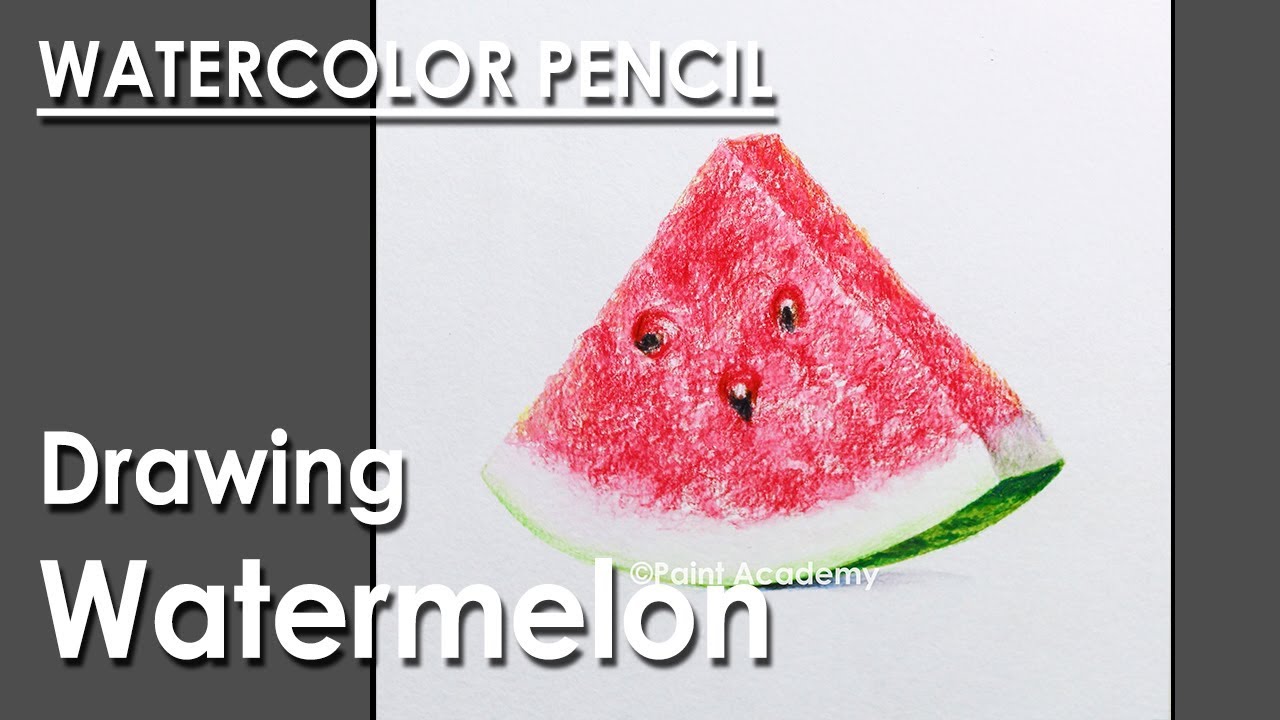 Watercolor Pencil Drawing : Drawing Realistic Watermelon | step by step