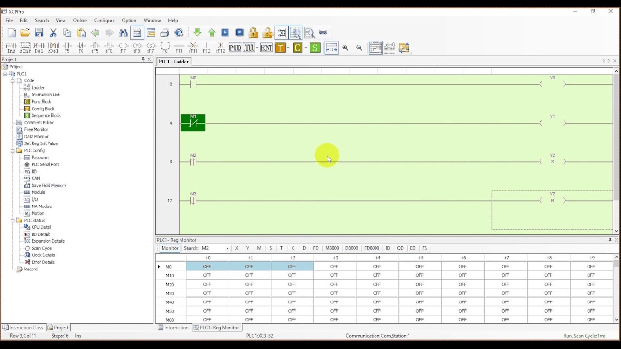 Programa contactos y salidas de un PLC Xinje | Tutorial