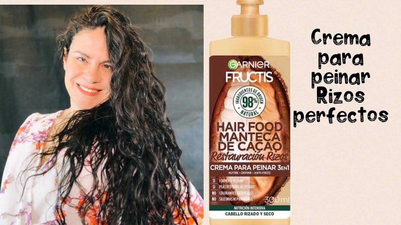 Crema para peinar Manteca de  Cacao, sin silicona, de Fructis de Garnier, Hair Food, diferente rizo