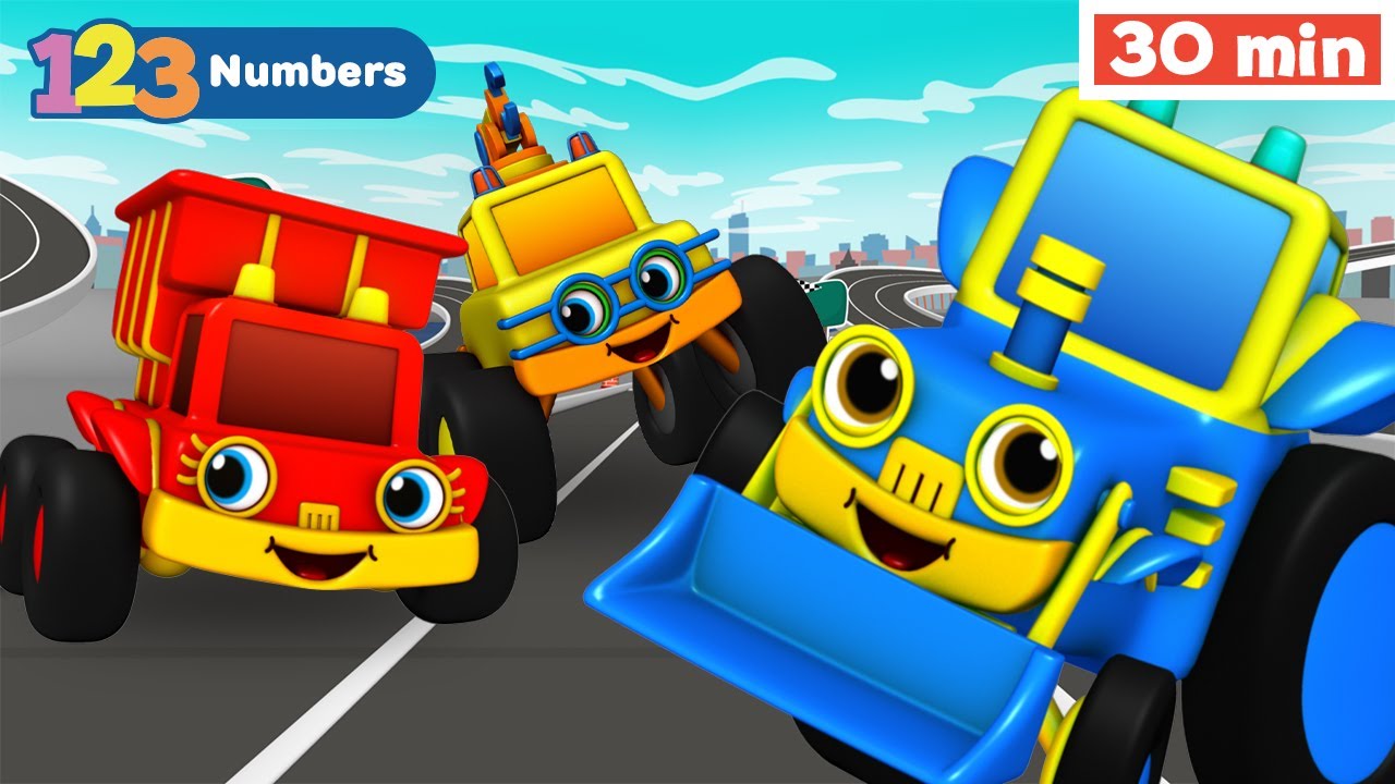 123 RACE! | Learn numbers for kids | Numbers Song | Counting 1 to 10 | Vehicles & Games for Kids