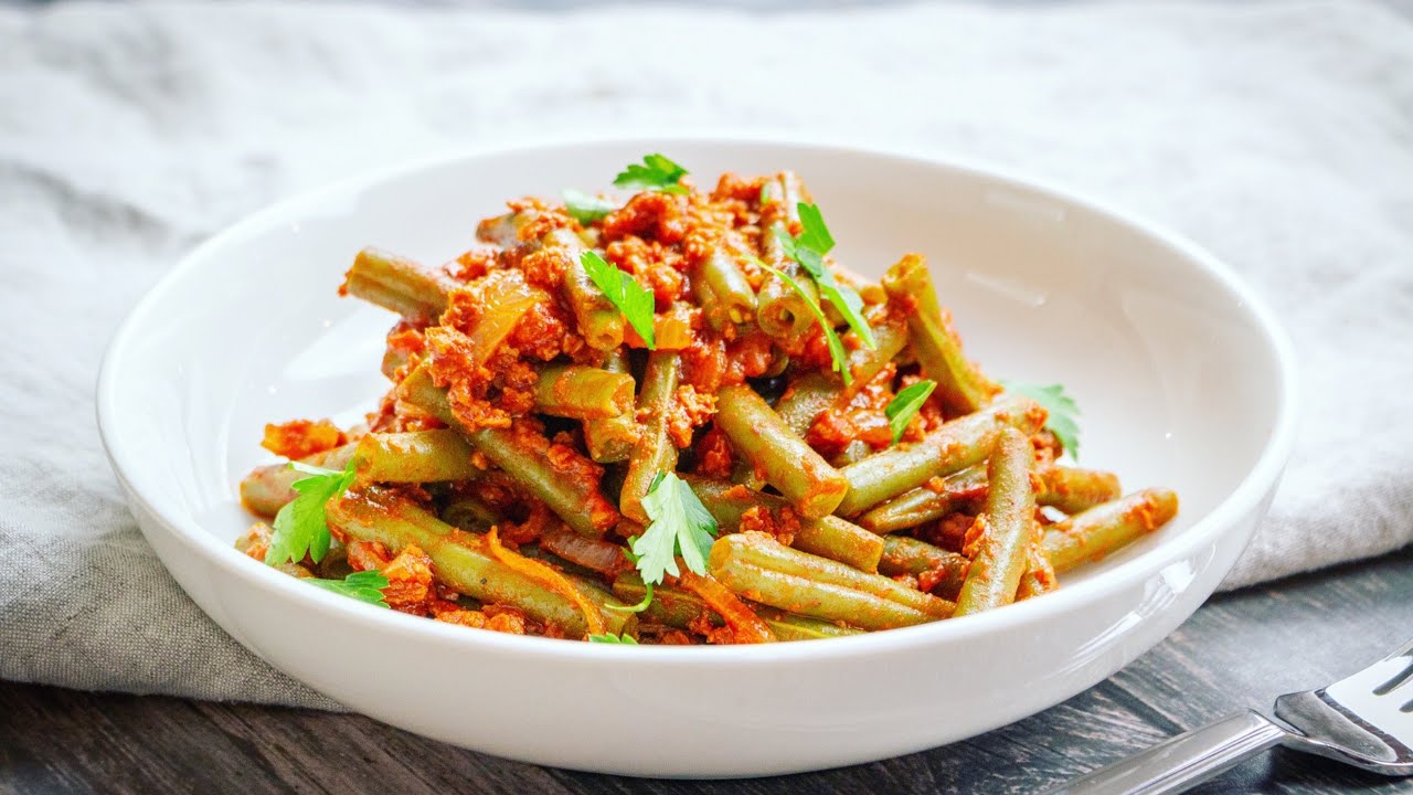Green Beans with Vegan Chorizo Sausage | Стручковая Фасоль с Веганским Чоризо