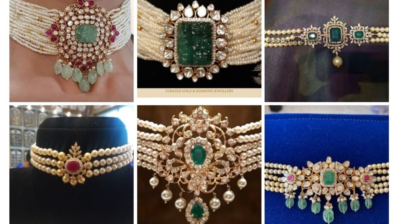 Latest Gold pearl chocker necklace Designs|Lightweightjewellery collection|lightweight pearl chocker