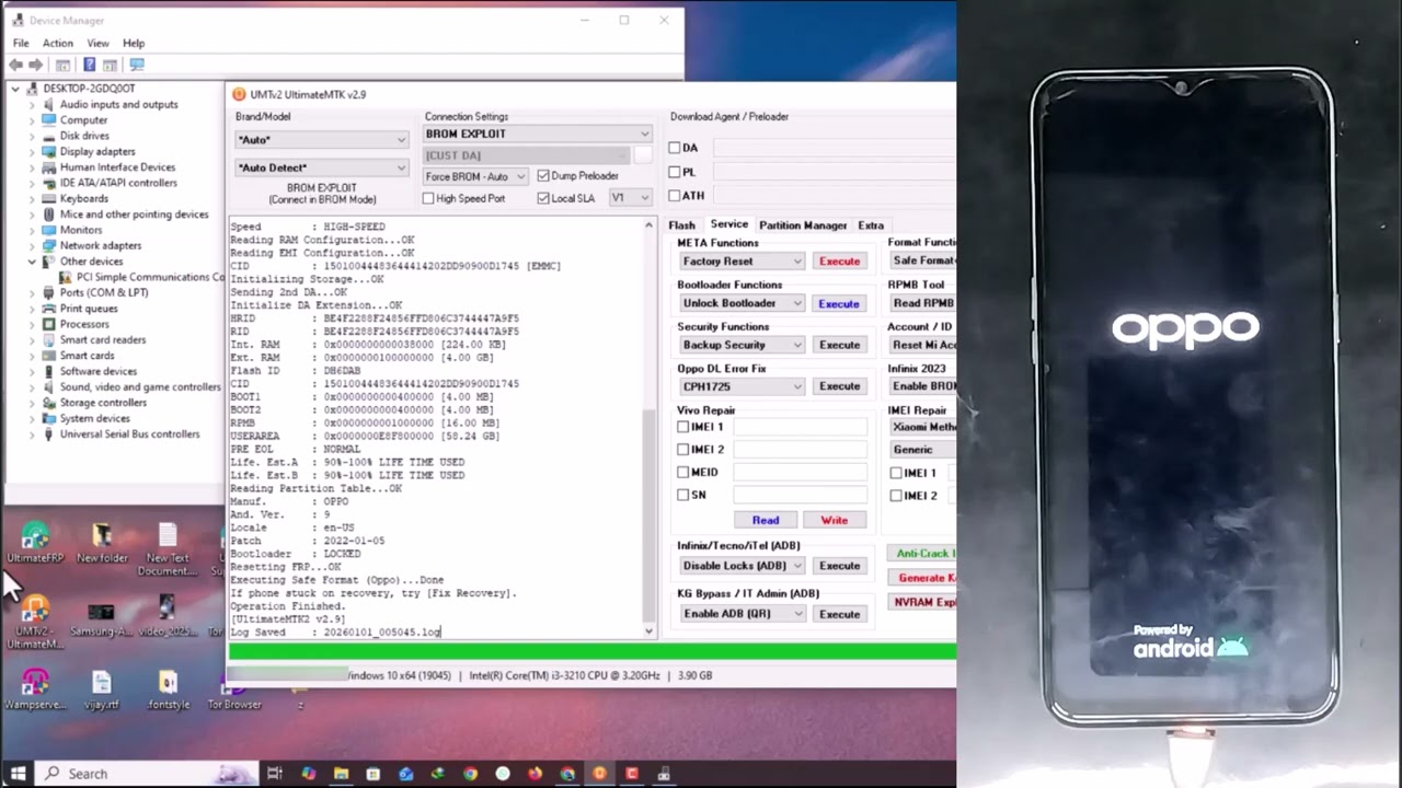 Oppo A31 FRP Bypass & Master Reset UMT MTK2 Tool 2026 | CPH2015 Safe Format + FRP