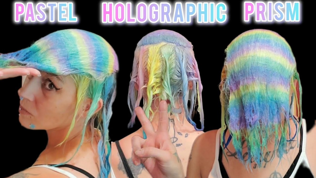 PASTEL HOLO PRISM RAINBOW Hair! Dyeing my hair with the HOLOGRAPHIC PRISM Technique