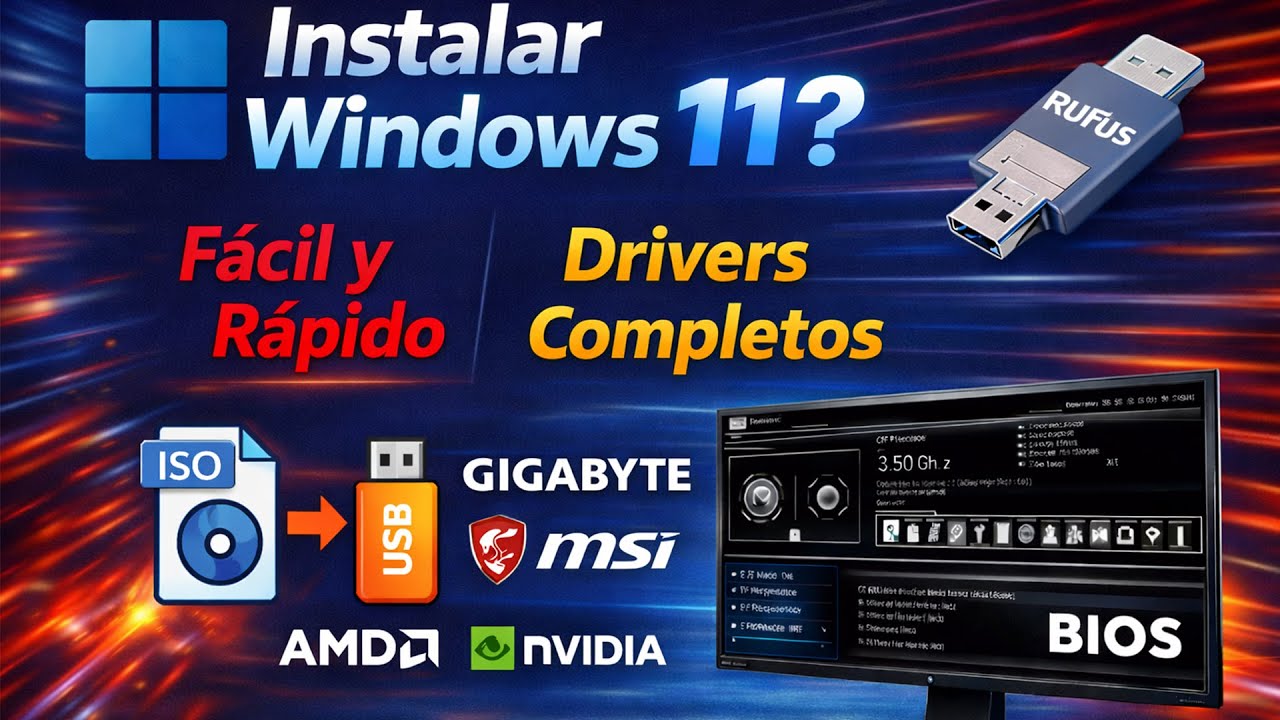 Como Instalar WINDOWS 11 USB 2026 | Que hacer después de armar una PC Gamer | Drivers NVIDIA AMD