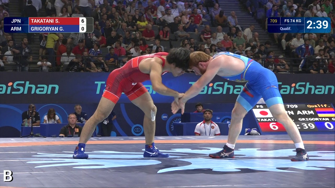 Qual. FS - 74 kg: S. TAKATANI (JPN) df. G. GRIGORYAN (ARM) by DSQ, 14-10