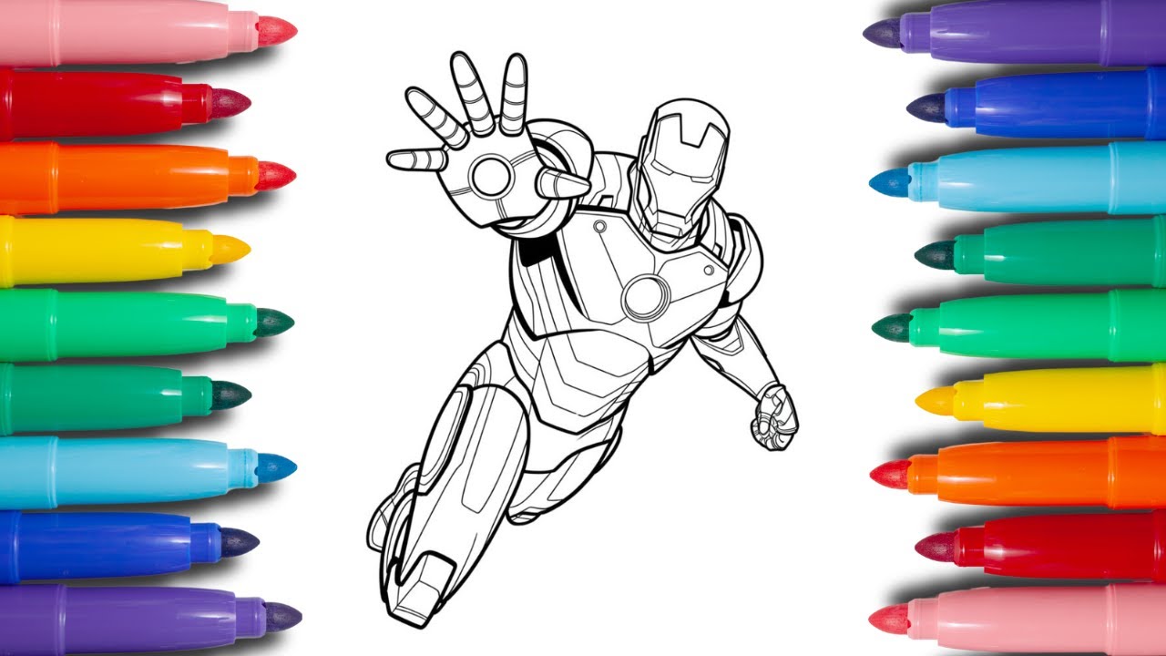 Colorare Iron man - Tutorial per Bambini - Disegni da colorare Marvel