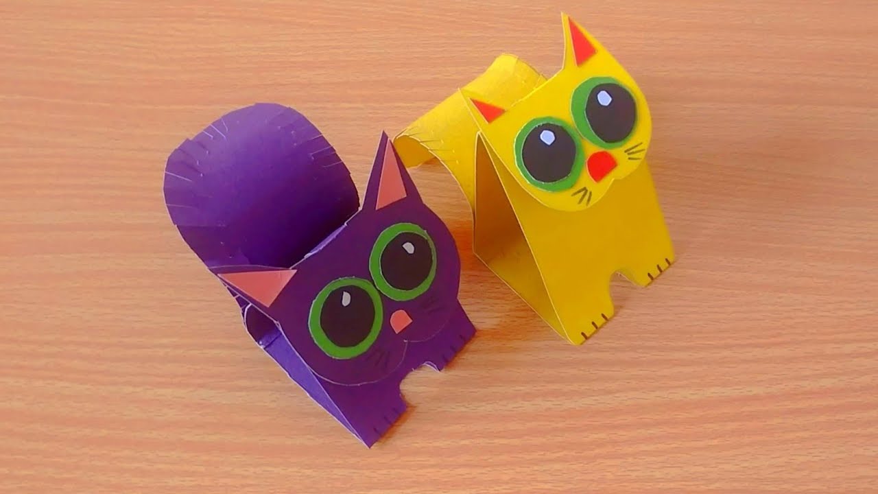 How to make cat with Paper Crafts | Paper cat Easy Origami cat for kids
