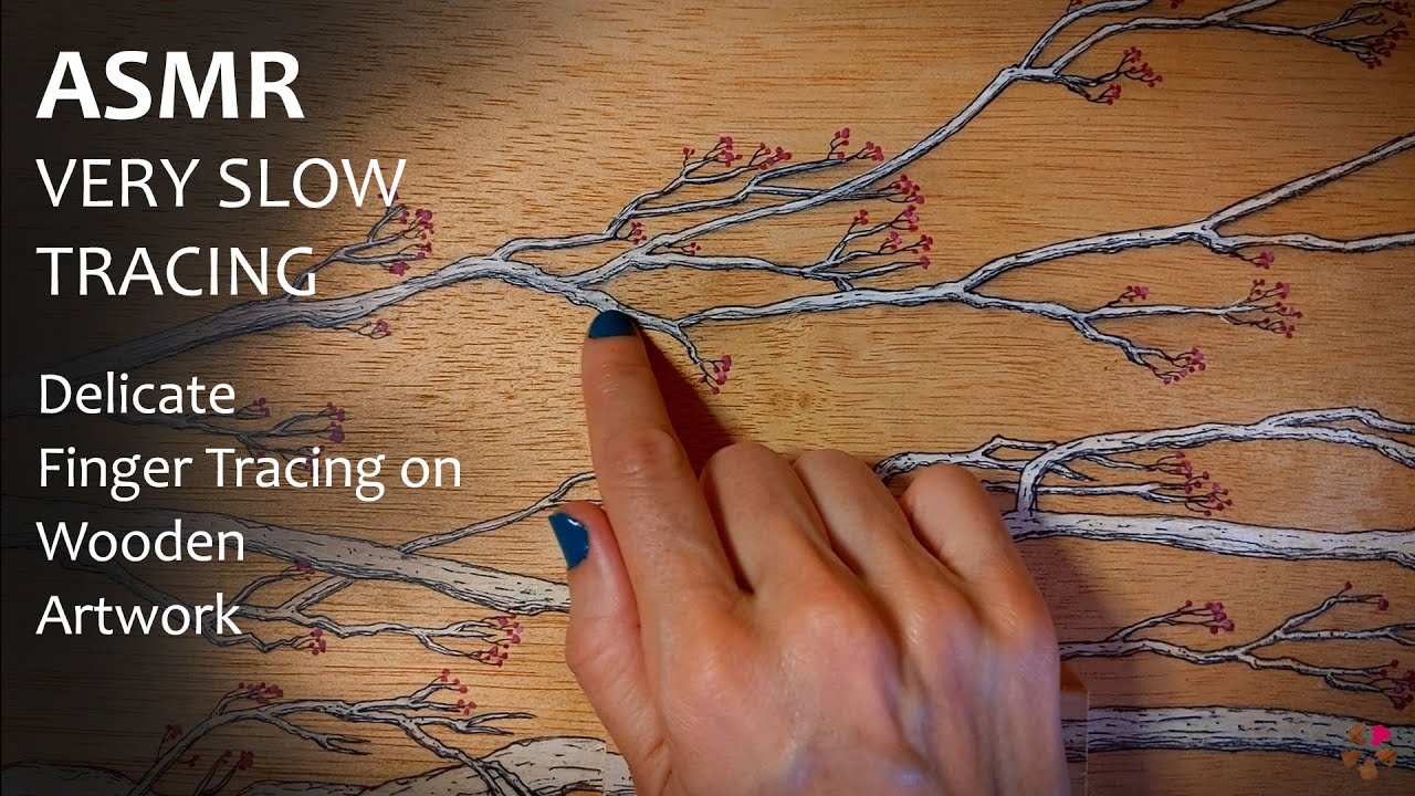 Very slow tracing ASMR. Delicate finger tracing on artwork. Wood sounds. Gentle movements. Slow ASMR