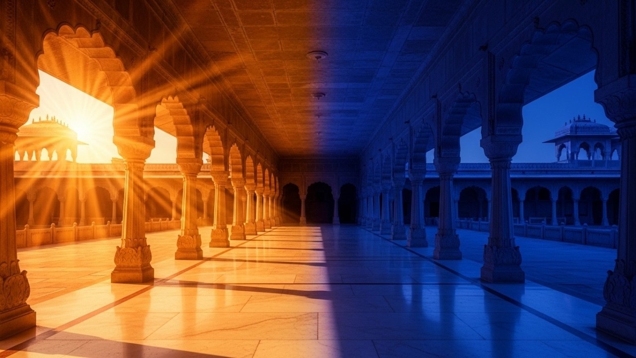 Elegant Colonnades and Starlit Courtyard - Sandstone Palace of Rajasthan | Official Music Video 7min