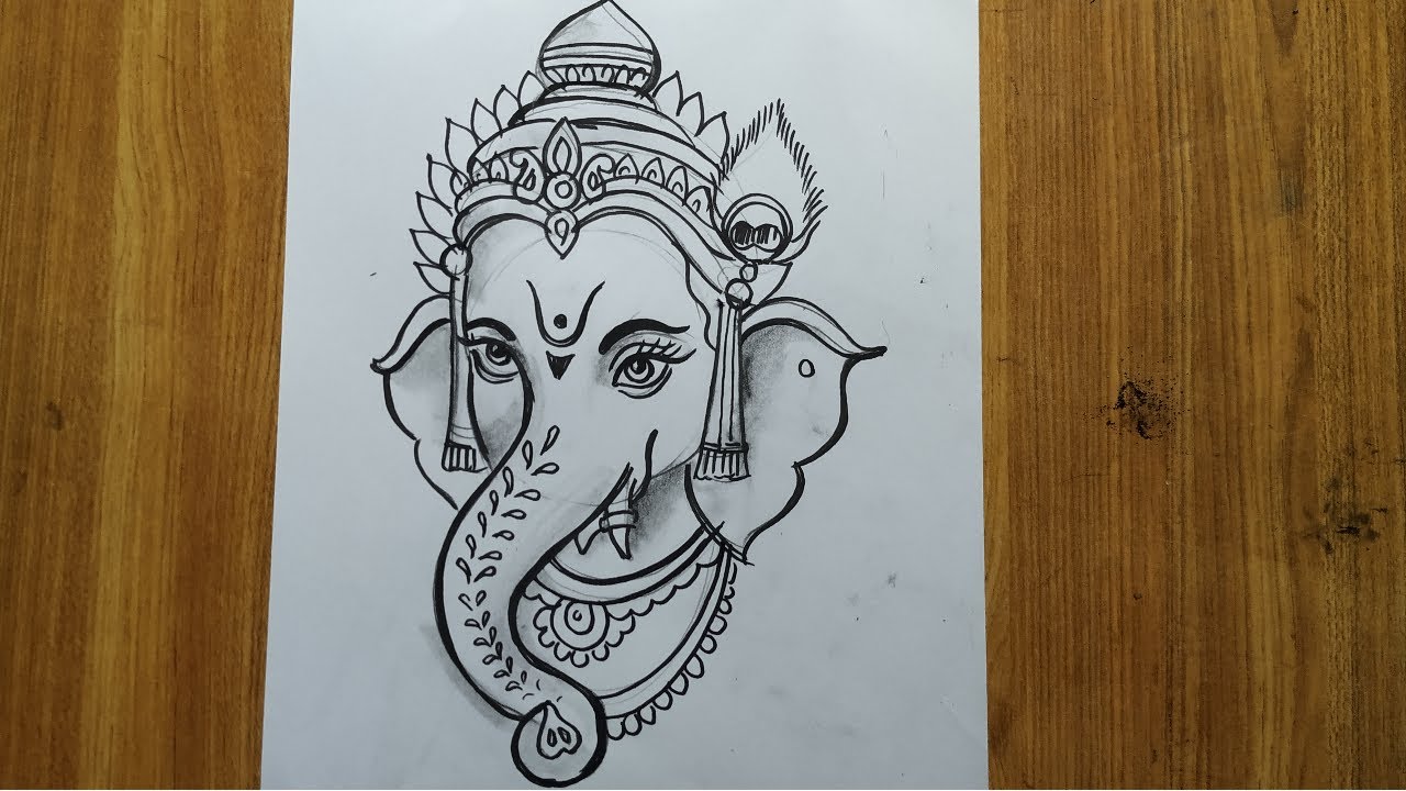 how to draw lord ganesha face step by step for beginners with pencil sketch,how to draw lord ganesha