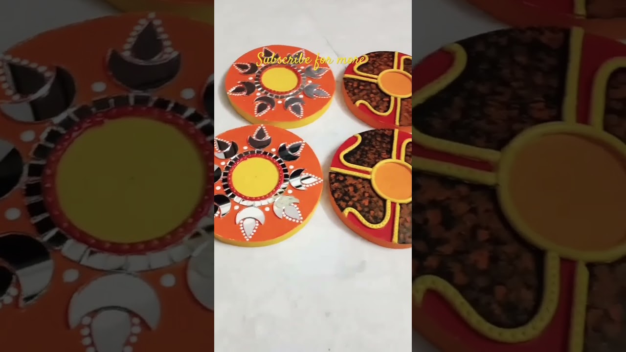 diy t light holder,diwali diya stand,#mirrorwork#lippanart #handmade #handmade #yt#2023 #satisfying