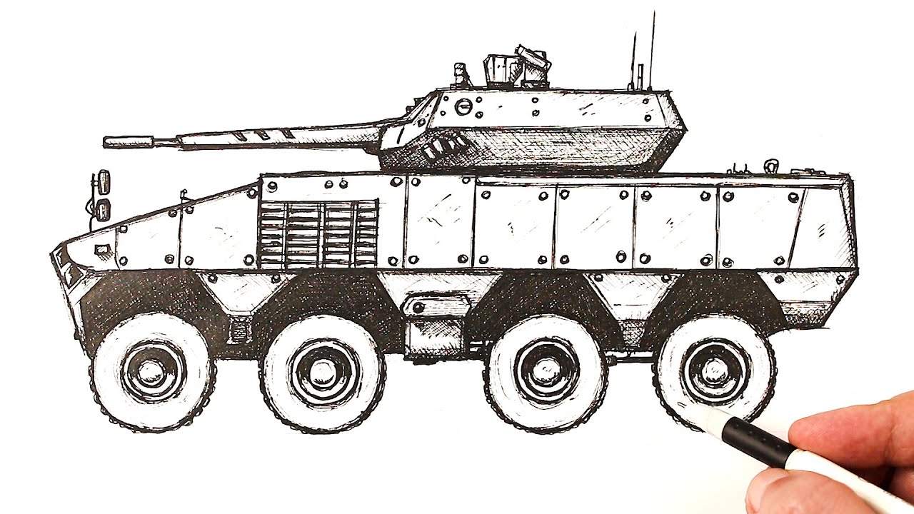 How to draw a Armoured Modular Vehicle (AMV)