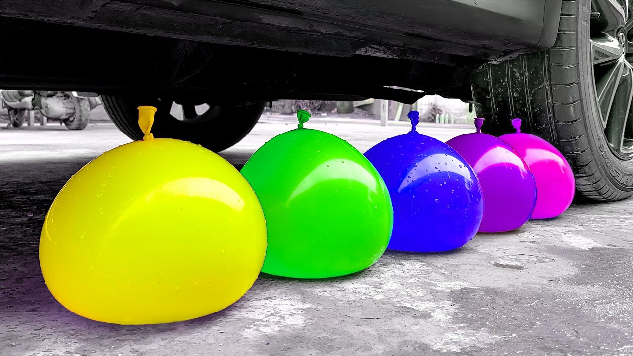 Funny Crushing Experiments! Rainbow Water Balloons vs Car! Crushing Crunchy & Soft Things with Car!