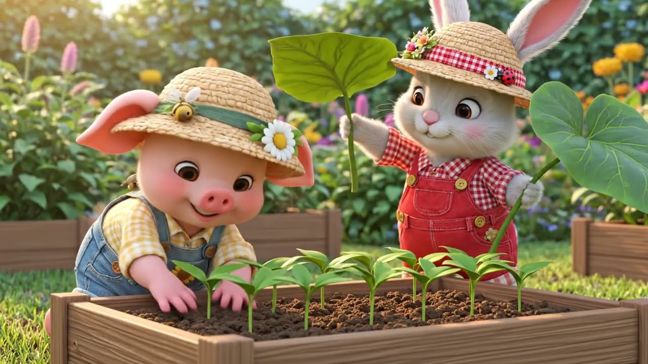 Piglet & Bunny’s Peaceful Farm Day 🌱 Cute Farming Story for Kids