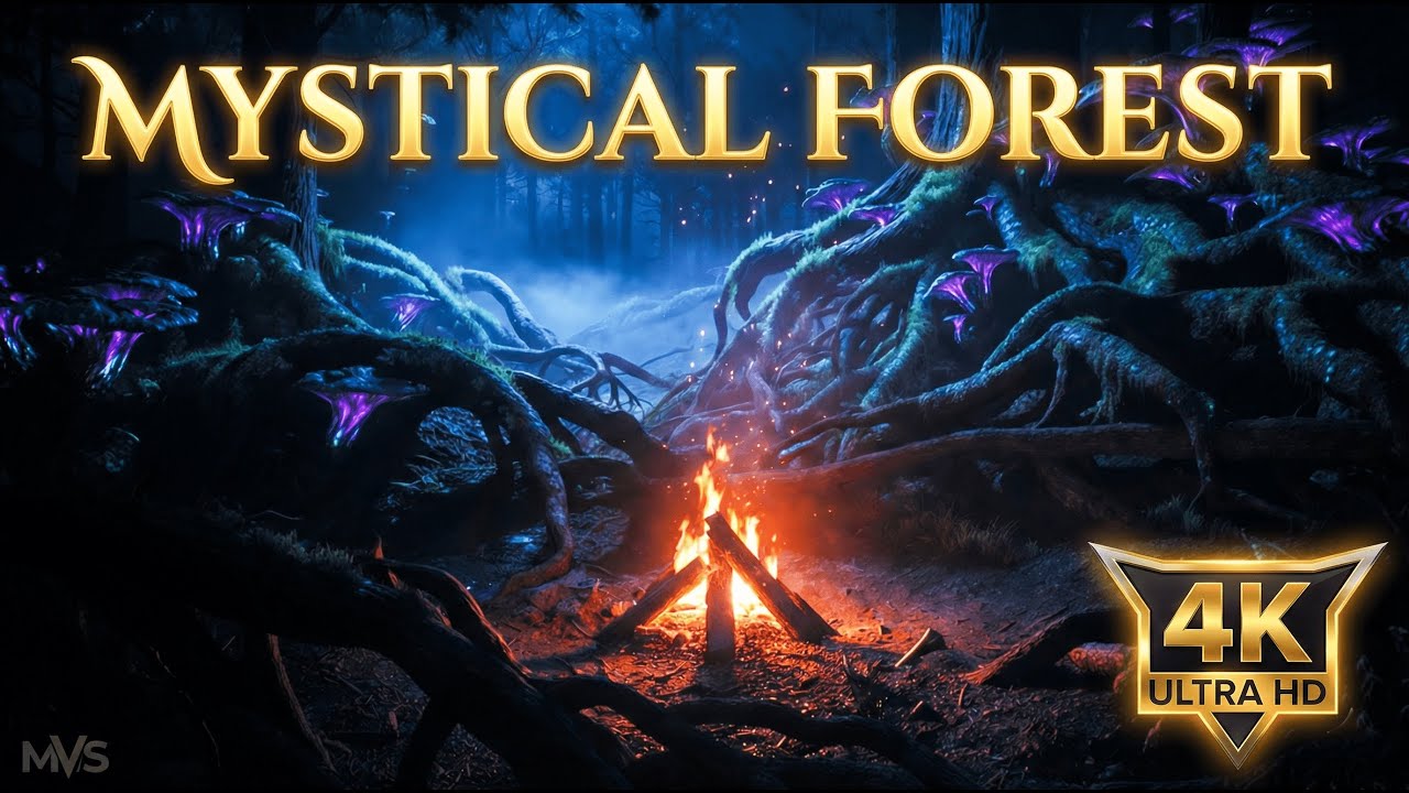MYSTICAL FOREST: Deep Sleep Night Ambience with Fireplace | 3 Hours Relaxation