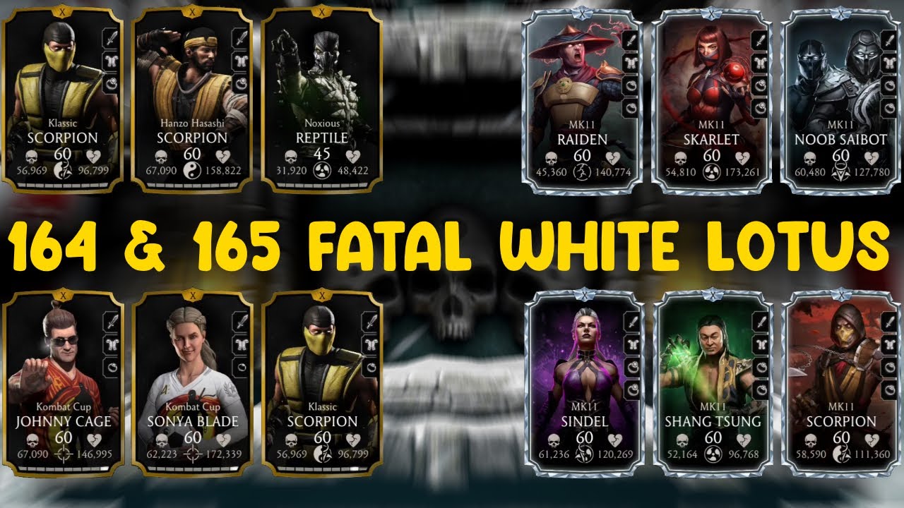 Match 164 & 165 Fatal White Lotus Tower with Gold Team. MK Mobile.