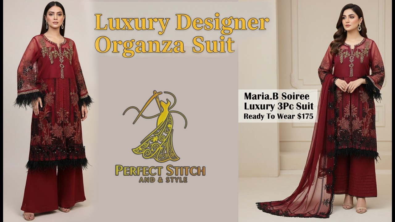 Maria.B Soiree WF-09-06 Embroidered Organza 3Pc Suit | Luxury Wide Plazzo | Limited Stock Available