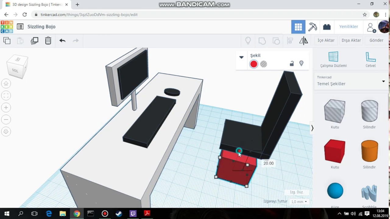 Tinkercad Serisi #1 Bilgisayar,Masa ve Koltuk Yapımı