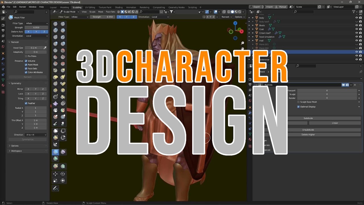 3D CHARACTER DESIGN - Lesson 01 - Introduction, Digital Modeling and Sculpting, Interface Main Tools