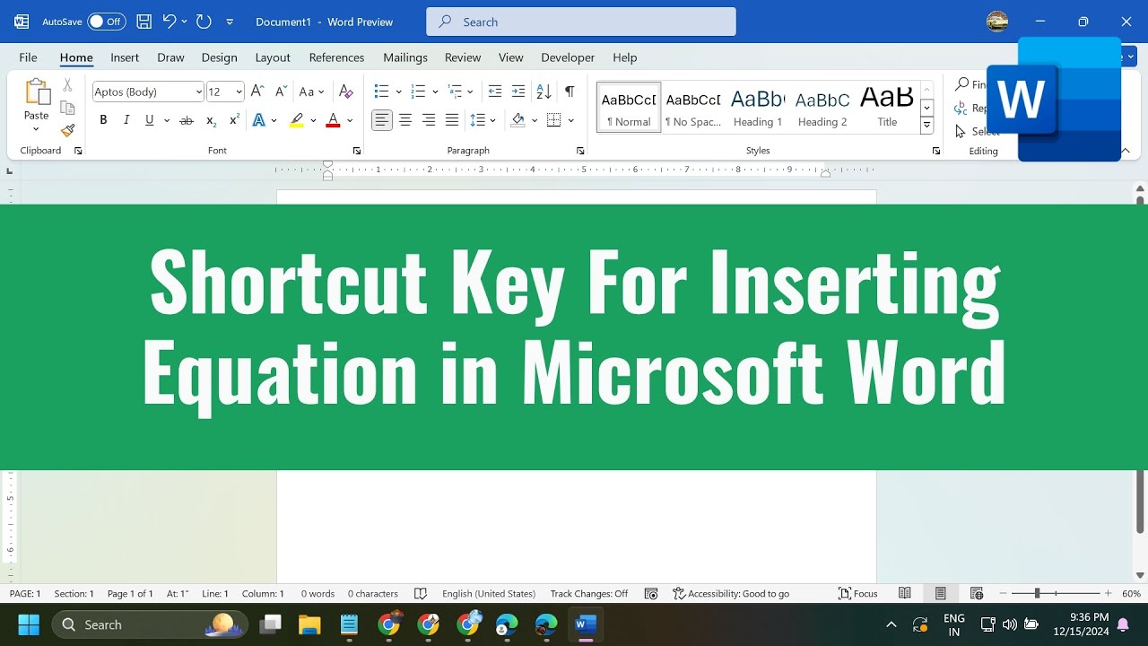 Shortcut Key For Inserting Equation in Microsoft Word || What is the Shortcut for Equation in Word