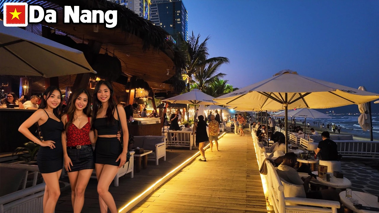 DA NANG VIETNAM Nightlife at My Khe Beach - Real Night Atmosphere Chill & Relaxing Vibes