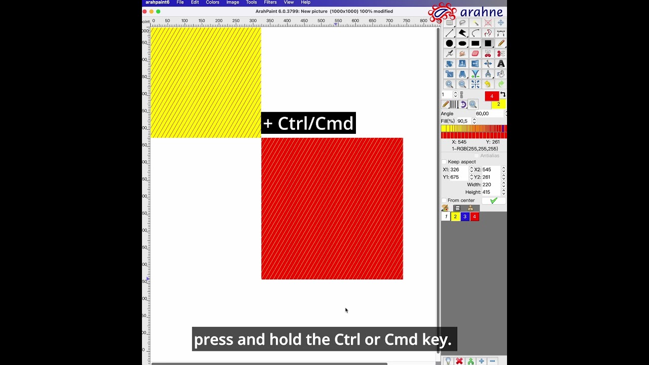 Set the angle of the lines in the isoline pattern in ArahPaint