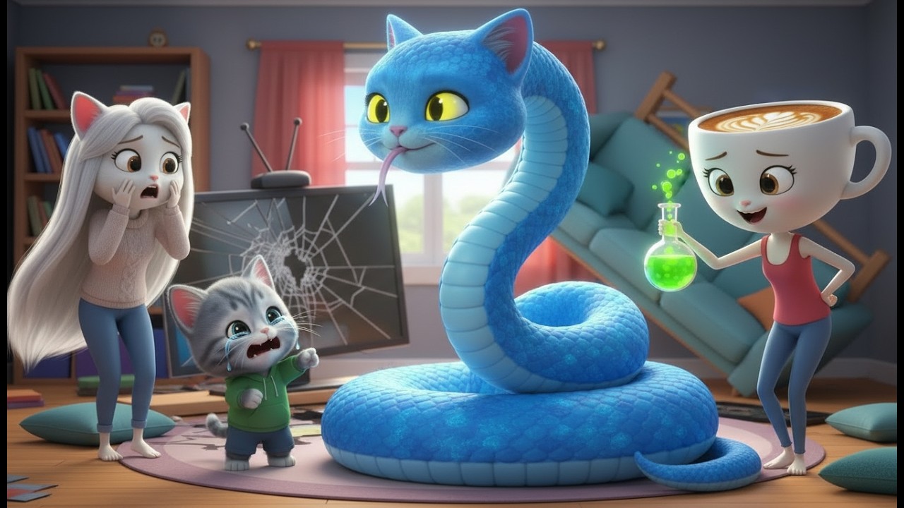 Shreya Turns Into a Giant Snake! 😱 Evil Aunty’s Chemical Trick | Cat Family Story for Kids