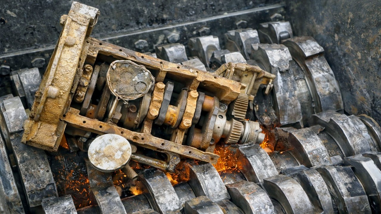 Insane Car Engine vs Motorcycle Engine in Industrial Shredder | Scrap Metal Destruction Test