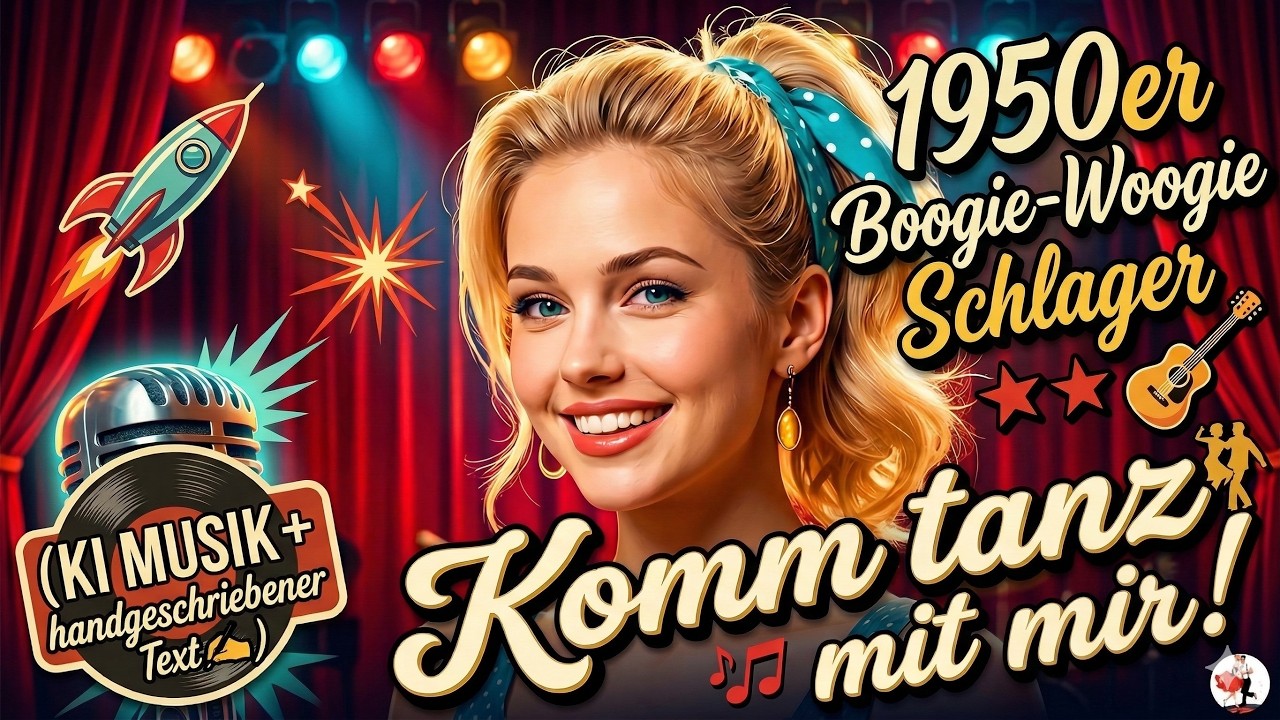 1950er Boogie-Woogie🎹KI Schlagermusik-Video🎬handgeschriebener Text✍️Komm tanz mit mir!💃Oldie Party🎸
