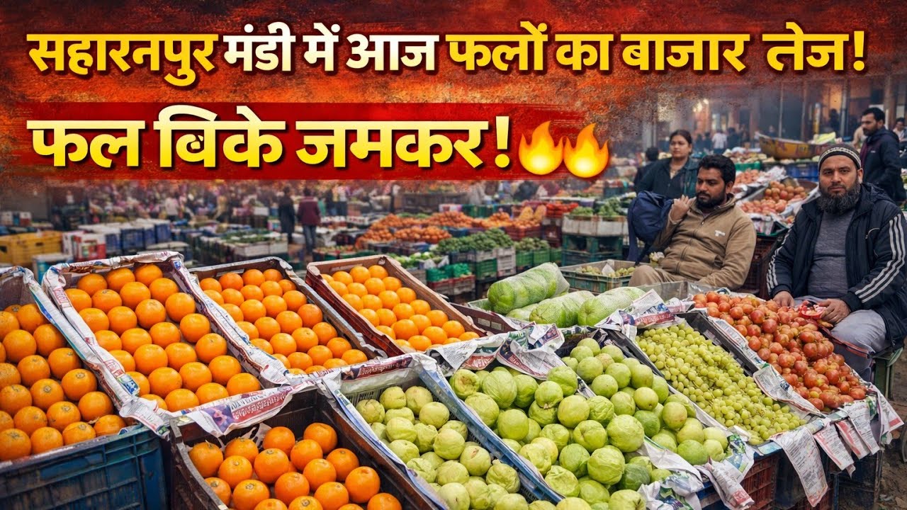 सहारनपुर मंडी में आज फलों का बाजार तेज | मौसम का असर | जबरदस्त बिक्री | ताजा भाव
