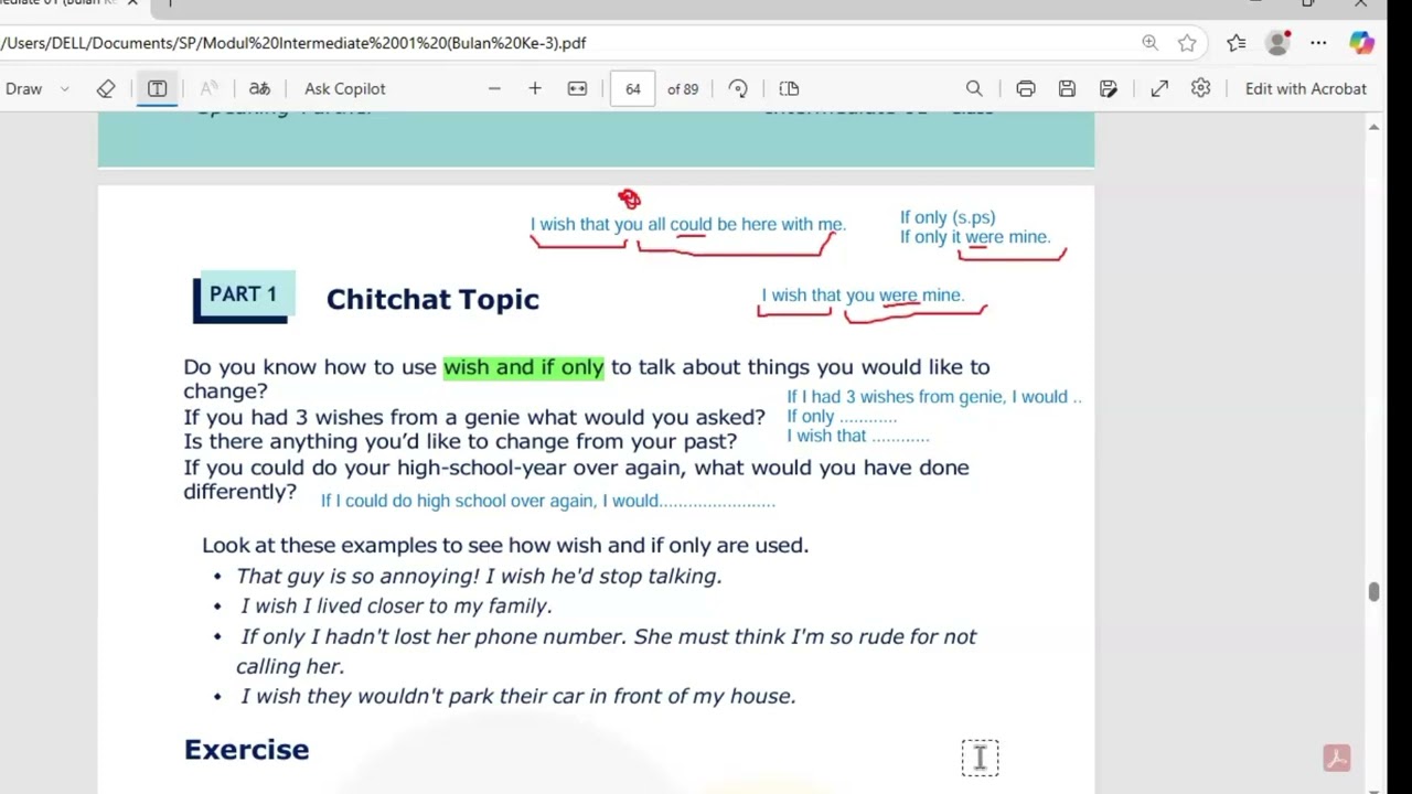 Kelas Intermediate 1 Hari ke 15 | Wish And If Only | Berharap dan Jika saja @LearnEnglish_1000
