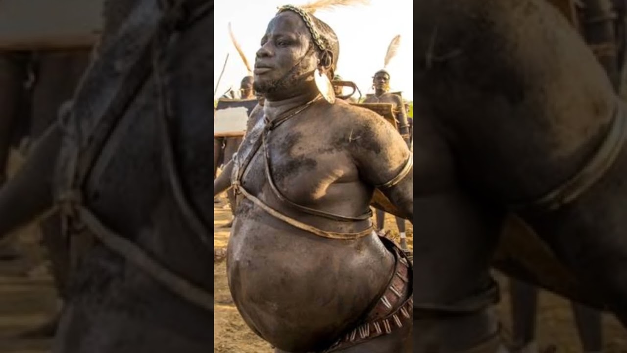 Tribu de &Aacute;frica donde los hombres compiten por ser el m&aacute;s gordo 🤔🇸🇩 #Shorts