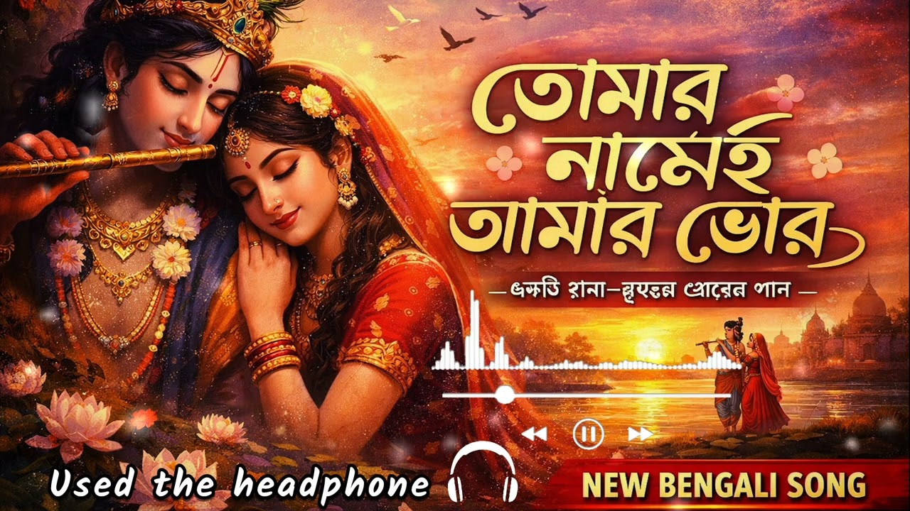 তোমার নামেই আমার ভোর | 🌸✨️🍂Tomar Namay Amar Vor| Radhakrishnan lyrics song bangla 