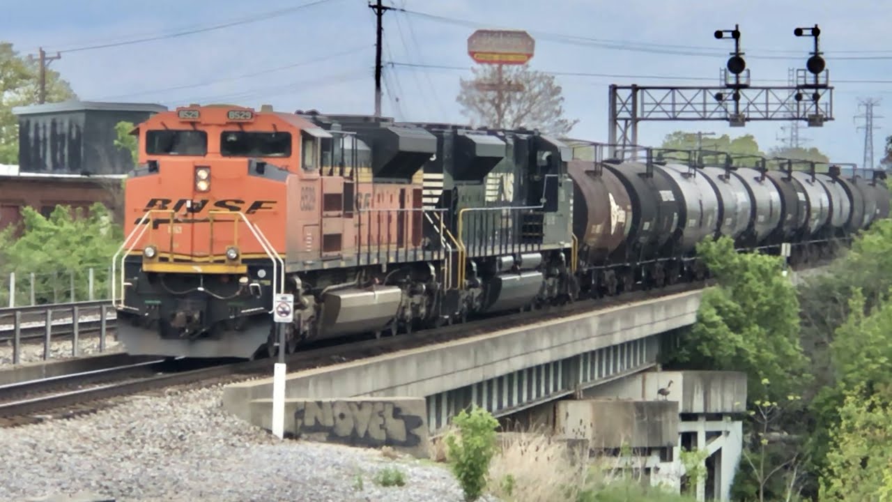 4 Trains Passing In A Row!  Monster Norfolk Southern Train With DPU & Baltimore And Ohio RR Signals