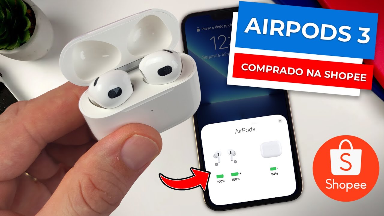 Só R$ 94 REAIS! AIRPODS 3 da SHOPEE RÉPLICA PERFEITA com GARANTIA da APPLE | AirPods 3 unboxing