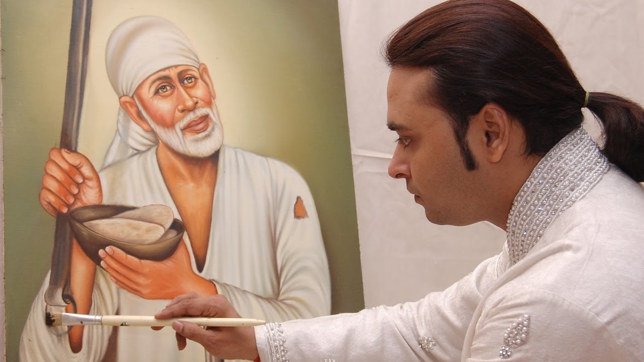 Live Painting of Sai Baba- By Artist Navneet Agnihotri (International Live Painting)
