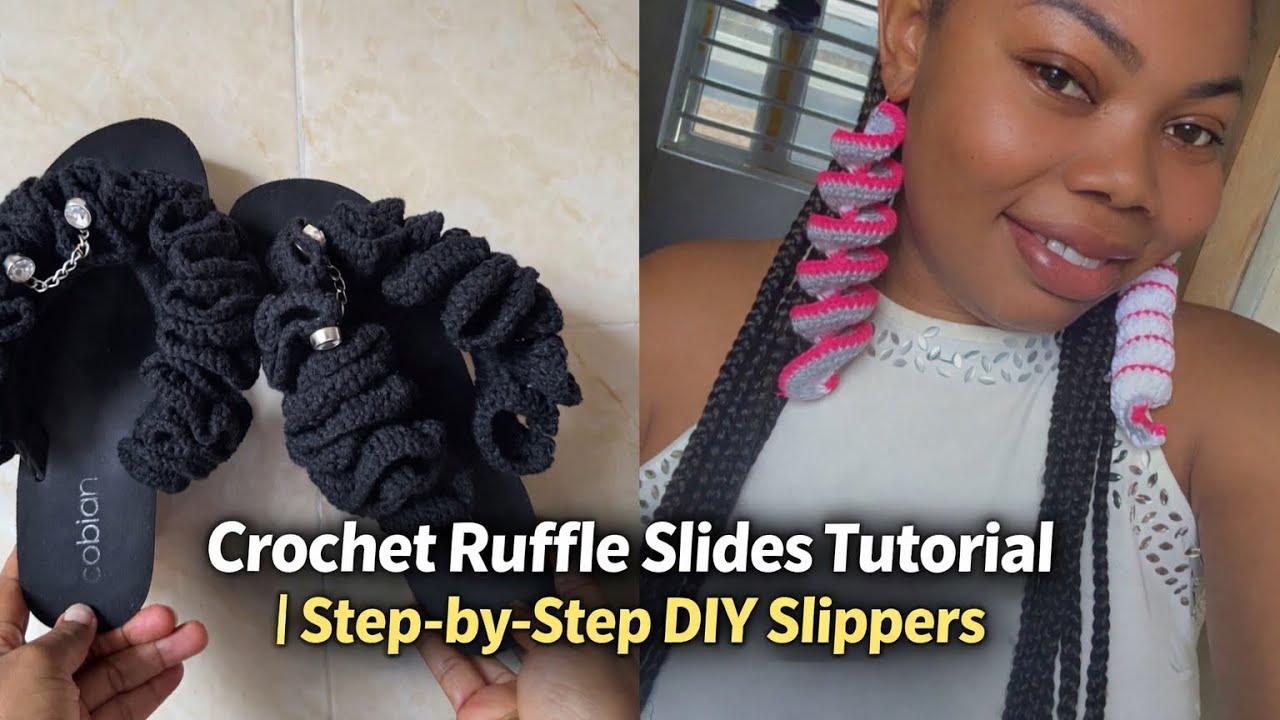 Tutorial on how to make crochet ruffle platform  slides ✨